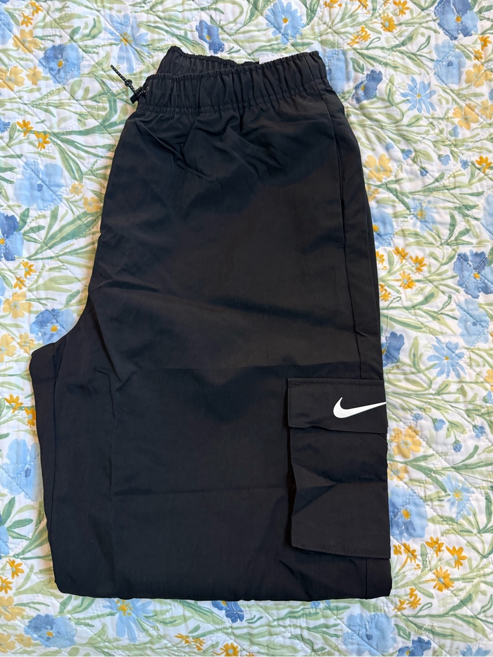 Nike Black Kids Cargo Joggers with White Swoosh
